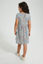 Load image into Gallery viewer, Redtag-Grey-Butterfly-Printed-Knit-Dress-Colour:Grey,-Filter:Girls-(2-to-8-Yrs),-Girls-Dresses,-New-In,-New-In-GIR,-Non-Sale,-PPE,-S22B,-Section:Kidswear-Girls-2 to 8 Years