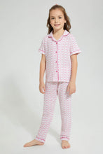 تنزيل الصورة على معرض الصور، Redtag-Pink-Printed-Stripe-&-Heart-Knitted-Nightsuit-Colour:Pink,-Filter:Girls-(2-to-8-Yrs),-Girls-Pyjama-Sets,-New-In,-New-In-GIR,-Non-Sale,-S22B,-Section:Kidswear-Girls-2 to 8 Years