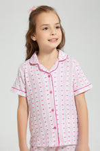 تنزيل الصورة على معرض الصور، Redtag-Pink-Printed-Stripe-&-Heart-Knitted-Nightsuit-Colour:Pink,-Filter:Girls-(2-to-8-Yrs),-Girls-Pyjama-Sets,-New-In,-New-In-GIR,-Non-Sale,-S22B,-Section:Kidswear-Girls-2 to 8 Years