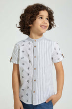 تنزيل الصورة على معرض الصور، Redtag-White-Tiger-Print--Short-Sleeve-Shirt-Casual-Shirts-Boys-2 to 8 Years