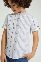 تنزيل الصورة على معرض الصور، Redtag-White-Tiger-Print--Short-Sleeve-Shirt-Casual-Shirts-Boys-2 to 8 Years