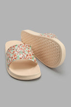 تنزيل الصورة على معرض الصور، Redtag-Beige-Floral-Print-Slide-Sliders-Women's-