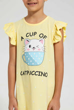 Load image into Gallery viewer, Redtag-Yellow-Aop-Print-Owl-Nightshirt-Nightshirts-Girls-2 to 8 Years