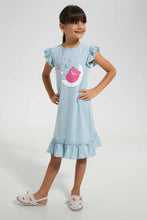 Load image into Gallery viewer, Redtag-Blue-Aop-Teddy-Print-Nightshirt-Nightshirts-Girls-2 to 8 Years