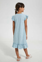Load image into Gallery viewer, Redtag-Blue-Aop-Teddy-Print-Nightshirt-Nightshirts-Girls-2 to 8 Years