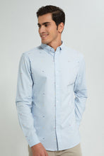 Load image into Gallery viewer, Redtag-Sky-Blue-Printed-Oxford-Shirt-Casual-Shirts-Men's-