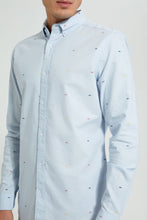 Load image into Gallery viewer, Redtag-Sky-Blue-Printed-Oxford-Shirt-Casual-Shirts-Men's-