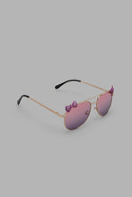 Load image into Gallery viewer, Redtag-Aviator-Bow-Embellished-Frame-Sunglasses-Aviator-Girls-