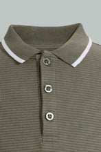 تنزيل الصورة على معرض الصور، Redtag-Olive-Ottoman-Long-Sleeve-Polo-Shirt-Polo-Shirts-Boys-2 to 8 Years
