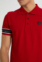 تنزيل الصورة على معرض الصور، Redtag-Red-Polo-Shirt-With-Tape-Detailing-Polo-Shirts-Men's-