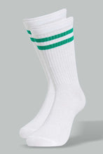 Load image into Gallery viewer, White Stripe Calf-Length Socks For Men (Pack of 3)