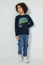 تنزيل الصورة على معرض الصور، Redtag-Navy-Chameleon-Tshirt-All-Over-Prints-Boys-2 to 8 Years