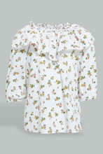 Load image into Gallery viewer, Redtag-White-L/S-Top-With-Frill-On-Chest-Blouses-Infant-Girls-3 to 24 Months