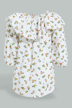 Load image into Gallery viewer, Redtag-White-L/S-Top-With-Frill-On-Chest-Blouses-Infant-Girls-3 to 24 Months