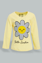 تنزيل الصورة على معرض الصور، Redtag-Yellow-Long-Sleeve-Graphic-T-Shirt-All-Over-Prints-Infant-Girls-3 to 24 Months