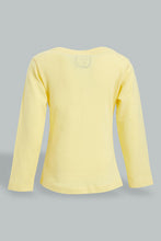 تنزيل الصورة على معرض الصور، Redtag-Yellow-Long-Sleeve-Graphic-T-Shirt-All-Over-Prints-Infant-Girls-3 to 24 Months