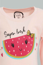 تنزيل الصورة على معرض الصور، Redtag-Pink-Long-Sleeve-Graphic-T-Shirt-All-Over-Prints-Infant-Girls-3 to 24 Months