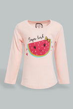 تنزيل الصورة على معرض الصور، Redtag-Pink-Long-Sleeve-Graphic-T-Shirt-All-Over-Prints-Infant-Girls-3 to 24 Months
