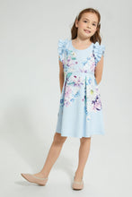 تنزيل الصورة على معرض الصور، Redtag-Blue-Printed-Dress-With-Ruffled-Sleeve-Colour:Blue,-Filter:Girls-(2-to-8-Yrs),-Girls-Dresses,-New-In,-New-In-GIR,-Non-Sale,-S22B,-Section:Kidswear-Girls-2 to 8 Years