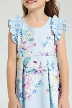 تنزيل الصورة على معرض الصور، Redtag-Blue-Printed-Dress-With-Ruffled-Sleeve-Colour:Blue,-Filter:Girls-(2-to-8-Yrs),-Girls-Dresses,-New-In,-New-In-GIR,-Non-Sale,-S22B,-Section:Kidswear-Girls-2 to 8 Years