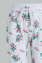 تنزيل الصورة على معرض الصور، Redtag-Grey-Melange-Placement-Print-Trackpant-Joggers-Infant-Girls-3 to 24 Months