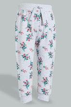 تنزيل الصورة على معرض الصور، Redtag-Grey-Melange-Placement-Print-Trackpant-Joggers-Infant-Girls-3 to 24 Months