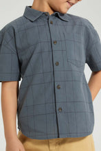 Load image into Gallery viewer, Redtag-Grey-Oversized-Check-Short-Sleeve-Shirt-Boys-Shirts,-Colour:Dark-Grey,-Filter:Boys-(2-to-8-Yrs),-New-In,-New-In-BOY,-Non-Sale,-S22B,-Section:Kidswear-Boys-2 to 8 Years