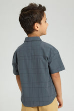 Load image into Gallery viewer, Redtag-Grey-Oversized-Check-Short-Sleeve-Shirt-Boys-Shirts,-Colour:Dark-Grey,-Filter:Boys-(2-to-8-Yrs),-New-In,-New-In-BOY,-Non-Sale,-S22B,-Section:Kidswear-Boys-2 to 8 Years