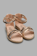 تنزيل الصورة على معرض الصور، Redtag-Copper-Multi-Strap-Espadrilles-Sandal-Sandals-Girls-3 to 5 Years