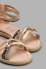 تنزيل الصورة على معرض الصور، Redtag-Copper-Multi-Strap-Espadrilles-Sandal-Sandals-Girls-3 to 5 Years