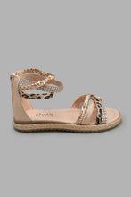 تنزيل الصورة على معرض الصور، Redtag-Copper-Multi-Strap-Espadrilles-Sandal-Sandals-Girls-3 to 5 Years