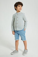 تنزيل الصورة على معرض الصور، Redtag-Olive-Dobby-Mandarin-Collar-Long-Sleeved-Shirt-Casual-Shirts-Boys-2 to 8 Years
