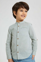 تنزيل الصورة على معرض الصور، Redtag-Olive-Dobby-Mandarin-Collar-Long-Sleeved-Shirt-Casual-Shirts-Boys-2 to 8 Years