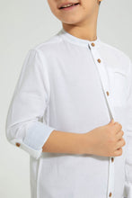Load image into Gallery viewer, Redtag-White-Dobby-Mandarin-Collar-Long-Sleeved-Shirt-Boys-Shirts,-Colour:White,-Filter:Boys-(2-to-8-Yrs),-New-In,-New-In-BOY,-Non-Sale,-S22B,-Section:Kidswear-Boys-2 to 8 Years