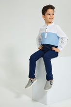 Load image into Gallery viewer, Redtag-Blue-Panelled-Manadarin-Long-Sleeved-Shirt-Boys-Shirts,-Colour:Blue,-Filter:Boys-(2-to-8-Yrs),-New-In,-New-In-BOY,-Non-Sale,-S22B,-Section:Kidswear-Boys-2 to 8 Years