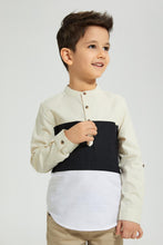 Load image into Gallery viewer, Redtag-Beige-Panelled-Manadarin-Long-Sleeved-Shirt-Boys-Shirts,-Colour:Beige,-Filter:Boys-(2-to-8-Yrs),-New-In,-New-In-BOY,-Non-Sale,-S22B,-Section:Kidswear-Boys-2 to 8 Years