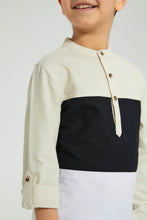 Load image into Gallery viewer, Redtag-Beige-Panelled-Manadarin-Long-Sleeved-Shirt-Boys-Shirts,-Colour:Beige,-Filter:Boys-(2-to-8-Yrs),-New-In,-New-In-BOY,-Non-Sale,-S22B,-Section:Kidswear-Boys-2 to 8 Years