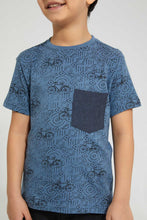 تنزيل الصورة على معرض الصور، Redtag-Blue-Bicycle-Print-T-Shirt-All-Over-Prints-Boys-2 to 8 Years