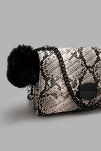 Load image into Gallery viewer, Redtag-Black-And-Beige-Snake-Textured-Cross-Body-Bag-Colour:Assorted,-Filter:Women's-Accessories,-New-In,-New-In-Women-ACC,-Non-Sale,-S22A,-Women-Handbags-Women-