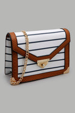 تنزيل الصورة على معرض الصور، Redtag-White-And-Navy-Nautical-Stripes-Cross-Body-Bag-Cross-Body-Bags-Women-