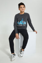 تنزيل الصورة على معرض الصور، Redtag-Charcoal-New-York-T-Shirt-Long-Sleeves-Senior-Boys-9 to 14 Years