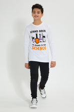 تنزيل الصورة على معرض الصور، Redtag-White-Going-To-Try-Science-T-Shirt-Long-Sleeves-Senior-Boys-9 to 14 Years