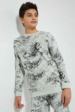 تنزيل الصورة على معرض الصور، Redtag-Black-Marble-Sweat-Tee-All-Over-Prints-Senior-Boys-9 to 14 Years