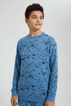 تنزيل الصورة على معرض الصور، Redtag-Blue-Splatter-Sweat-Tee-All-Over-Prints-Senior-Boys-9 to 14 Years