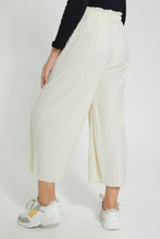 تنزيل الصورة على معرض الصور، Redtag-Beige-Pleated-Knitted-Culottes-Trousers-Senior-Girls-9 to 14 Years