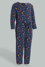 Load image into Gallery viewer, Redtag-Navy-Multi-Colour-Printed-Knitted-Jumpsuit-Colour:Navy,-Filter:Infant-Girls-(3-to-24-Mths),-Infant-Girls-Jumpsuits,-New-In,-New-In-ING,-Non-Sale,-S22B,-Section:Kidswear-Infant-Girls-3 to 24 Months