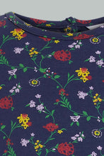 Load image into Gallery viewer, Redtag-Navy-Multi-Colour-Printed-Knitted-Jumpsuit-Colour:Navy,-Filter:Infant-Girls-(3-to-24-Mths),-Infant-Girls-Jumpsuits,-New-In,-New-In-ING,-Non-Sale,-S22B,-Section:Kidswear-Infant-Girls-3 to 24 Months