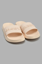 تنزيل الصورة على معرض الصور، Redtag-Beige-Grateful-Slogan-Slide-Sliders-Women's-