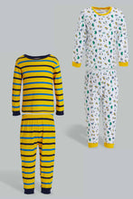 تنزيل الصورة على معرض الصور، Redtag-Mustard-Striped-And-White-Muscl-Pj-Set-4-Pack-Pyjama-Sets-Infant-Boys-3 to 24 Months