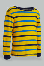 تنزيل الصورة على معرض الصور، Redtag-Mustard-Striped-And-White-Muscl-Pj-Set-4-Pack-Pyjama-Sets-Infant-Boys-3 to 24 Months